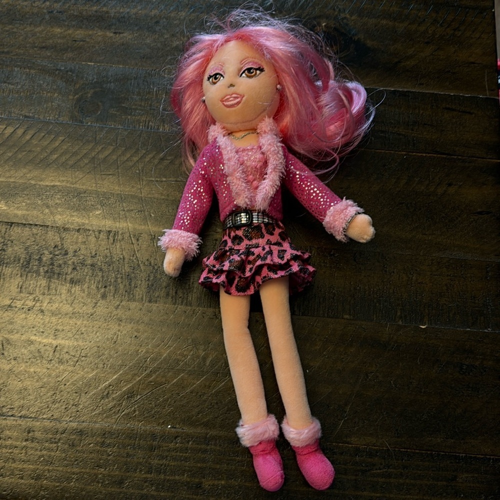 TY Girlz SIZZLIN' SUE plush doll 12 inch pink hair accessories